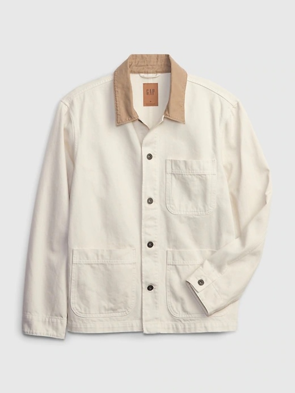 GAP Cream Work Jacket with Brown Corduroy Collar Sz XS